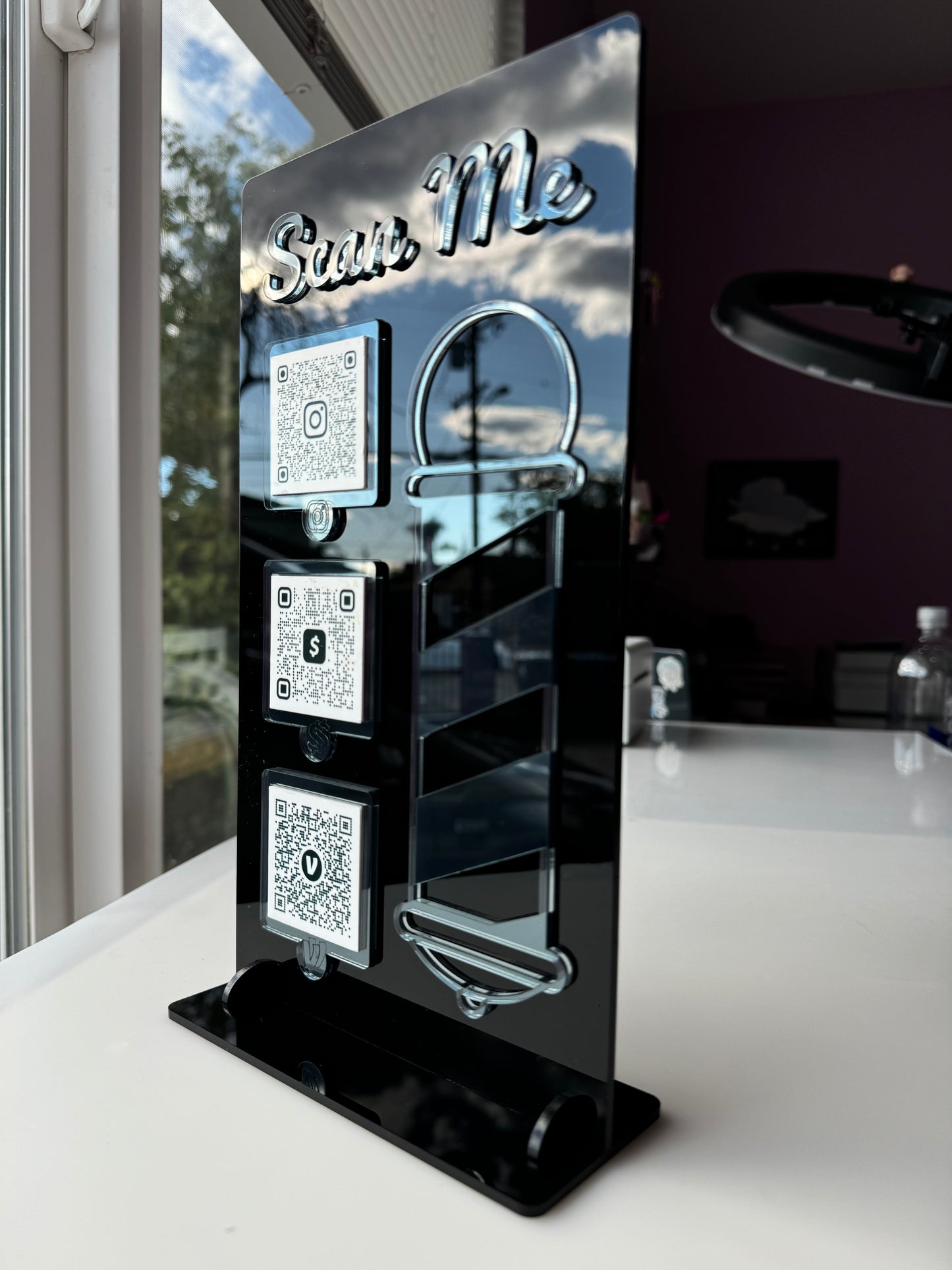Barber 3 QR code acrylic stand FREE US DELIVERY