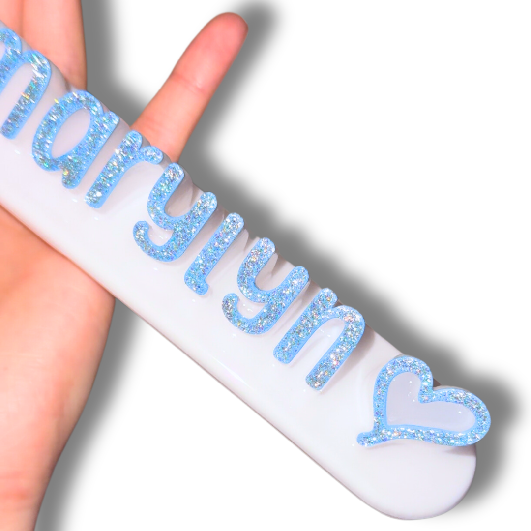 White nameplate with Heart #16