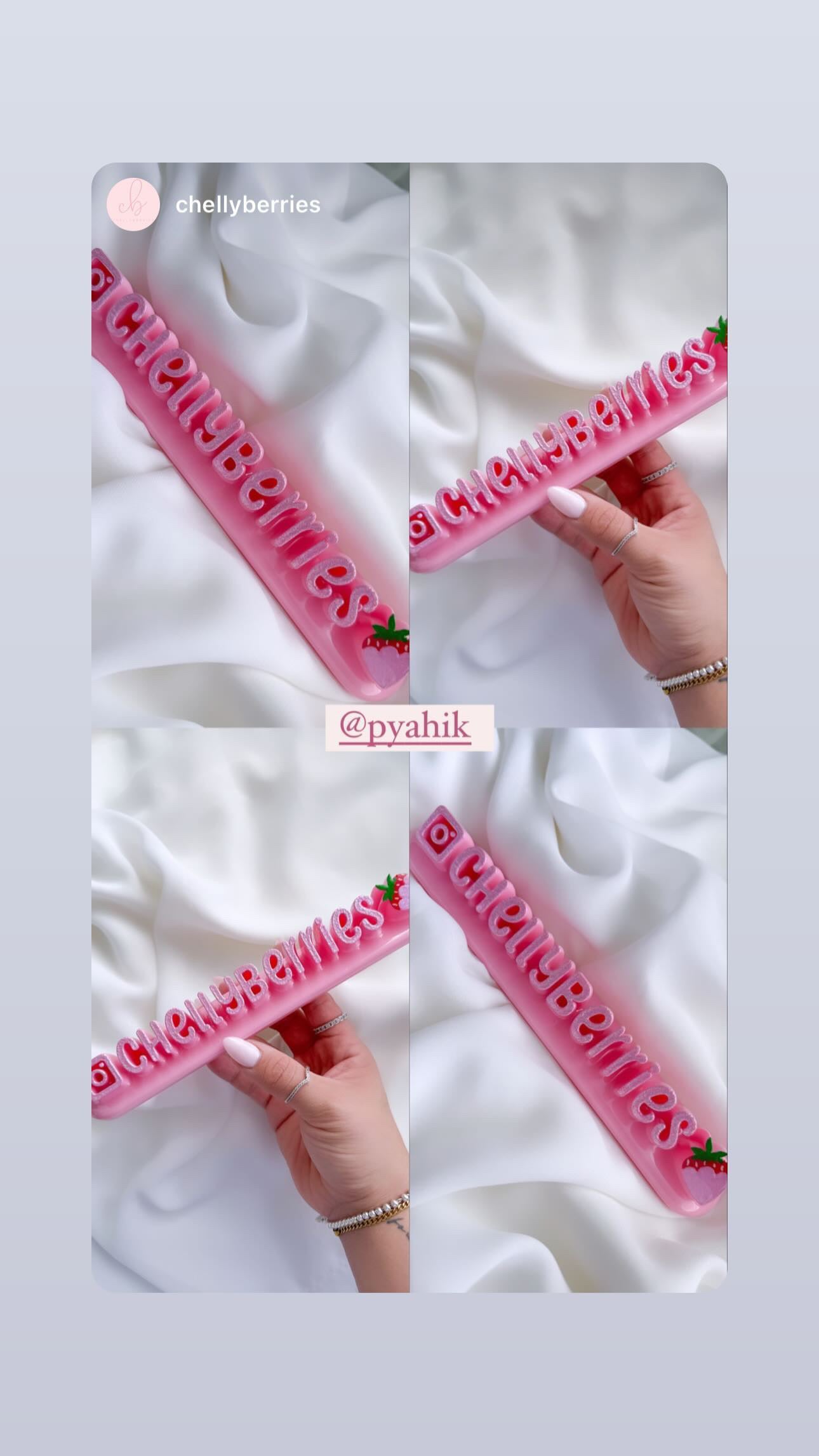 Light pink nameplate with Dipped Strawberry #60