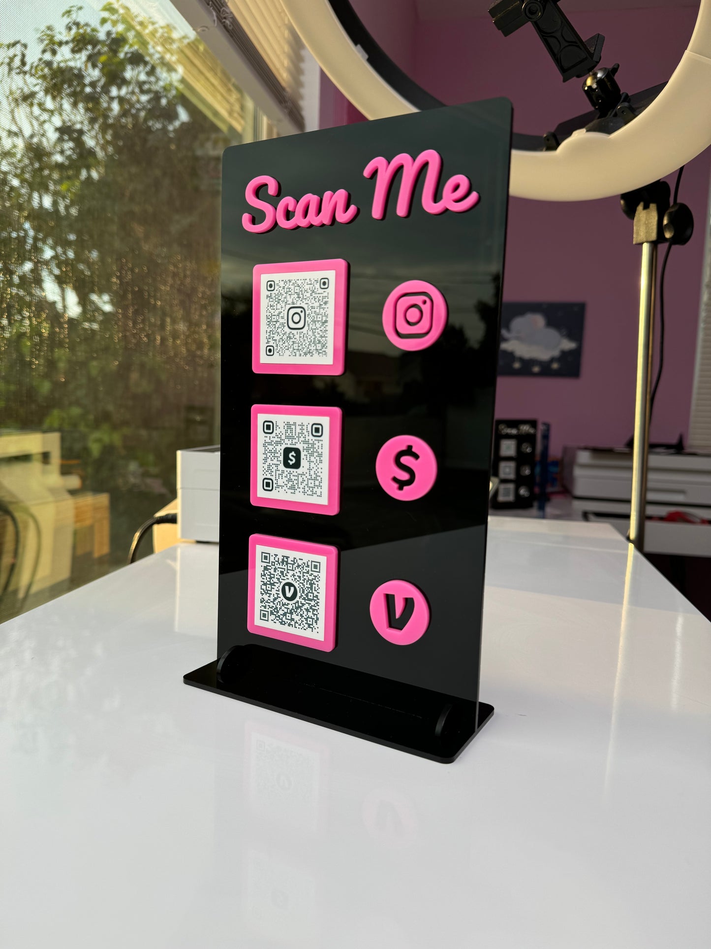 Rectangle 3 QR code acrylic stand FREE US DELIVERY