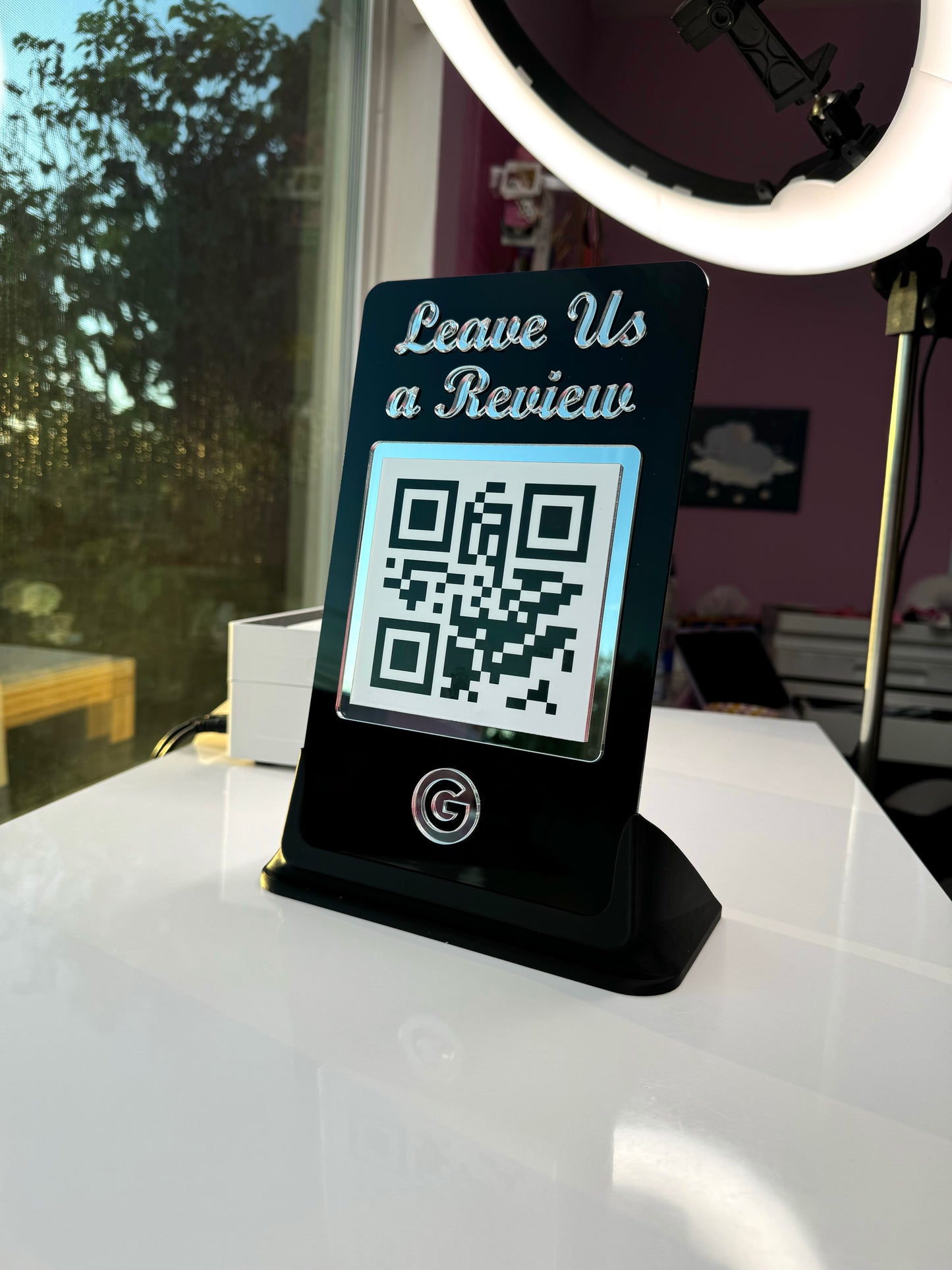 Large Leave a Review QR code stand FREE US shipping