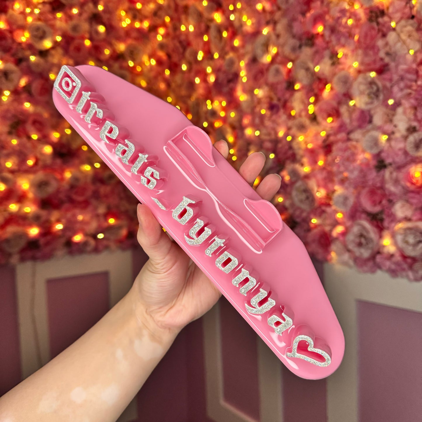 Light pink nameplate With Card Holder and heart #58