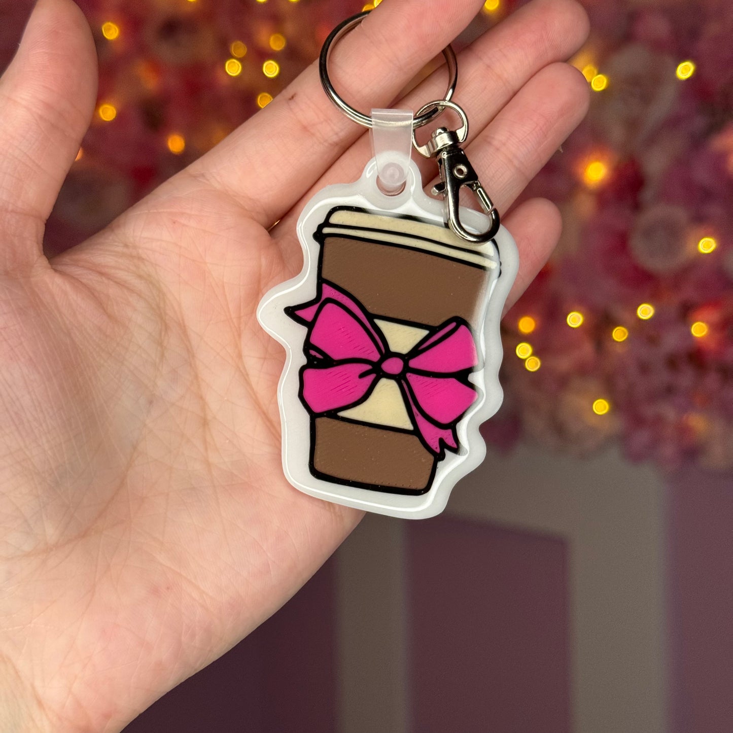 NFC Coffee Cup with Bow keychain Free US Delivery
