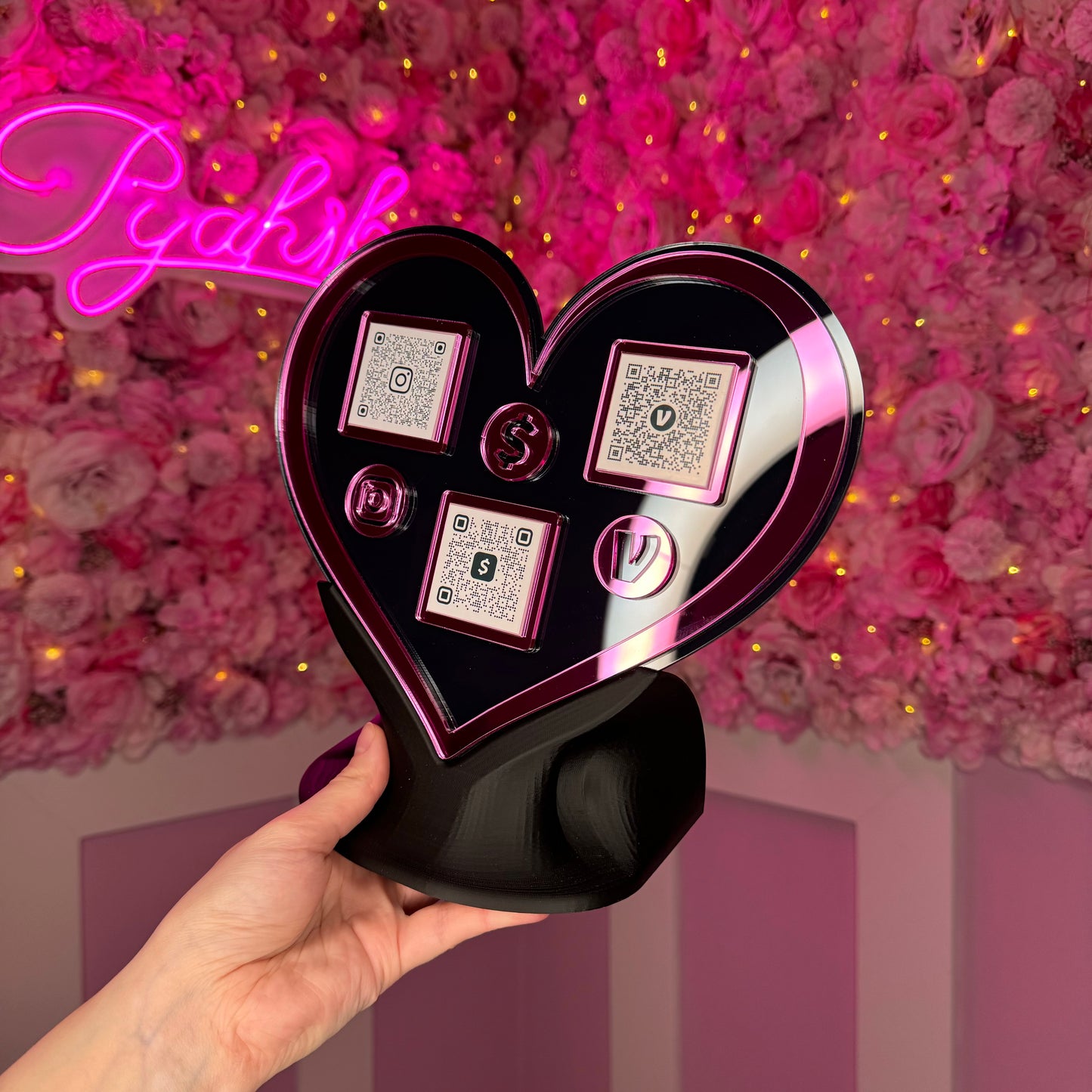 3 QR code acrylic Heart stand FREE US DELIVERY