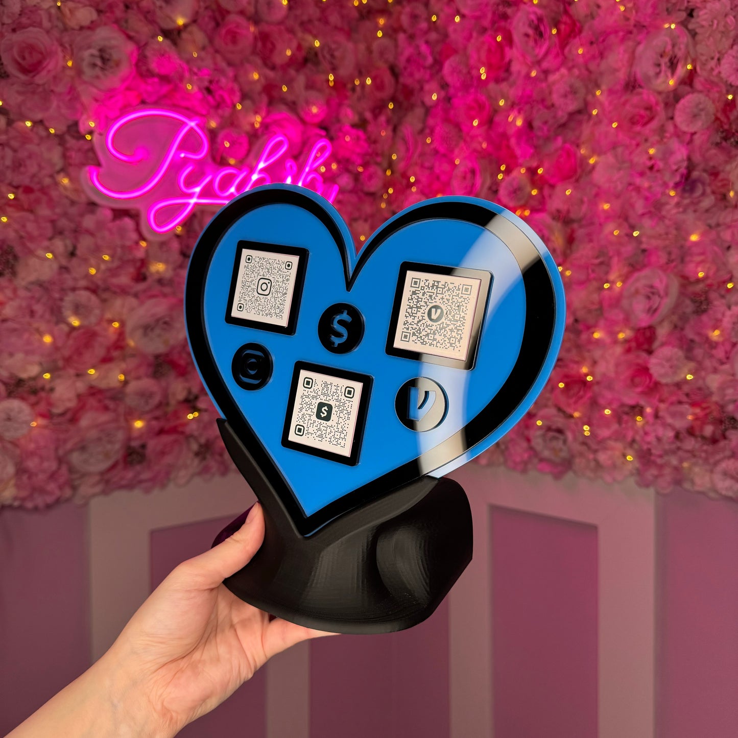 3 QR code acrylic Heart stand FREE US DELIVERY