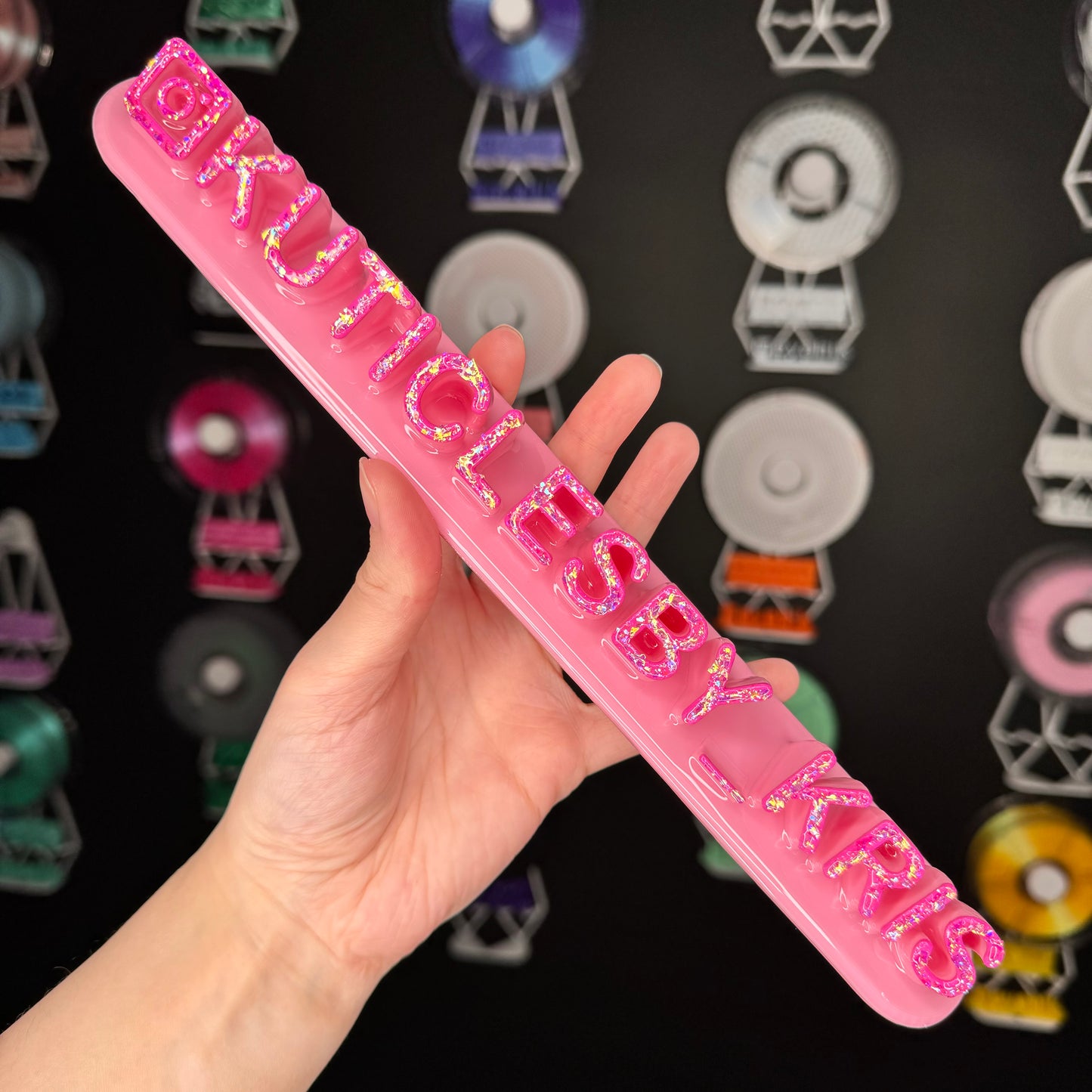 Pink nameplate with Hot Pink letters #40