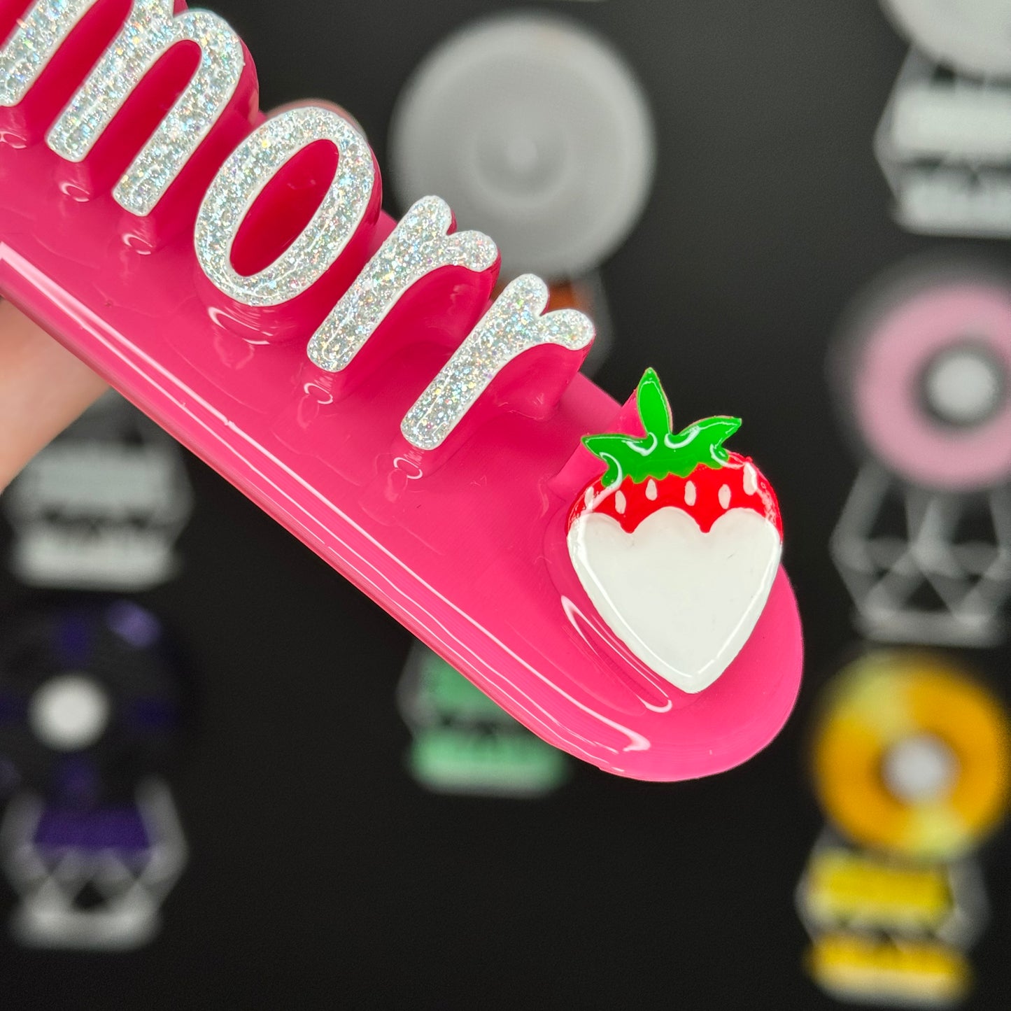 Hot Pink nameplate with Strawberry #43