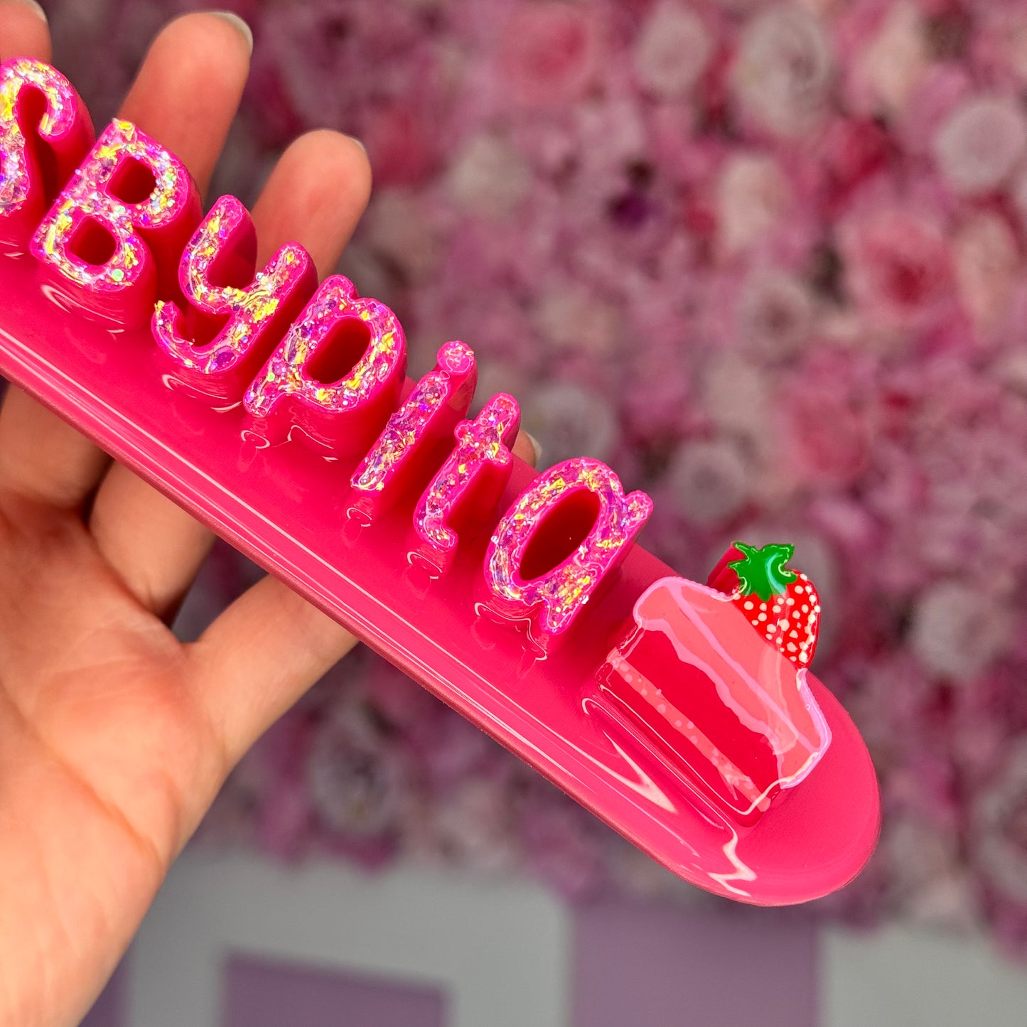 Hot Pink nameplate with Cake #51