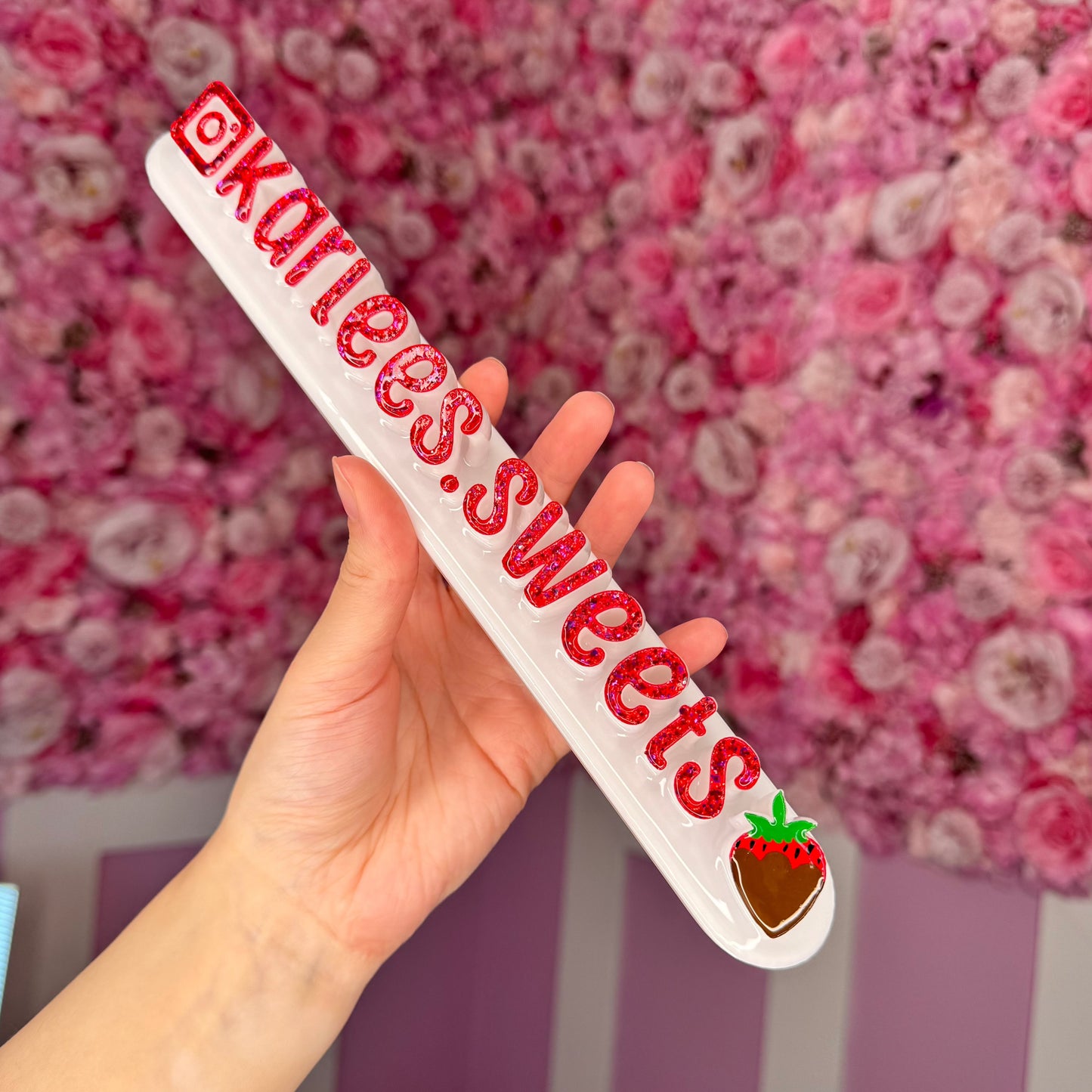 White nameplate with Strawberry #47