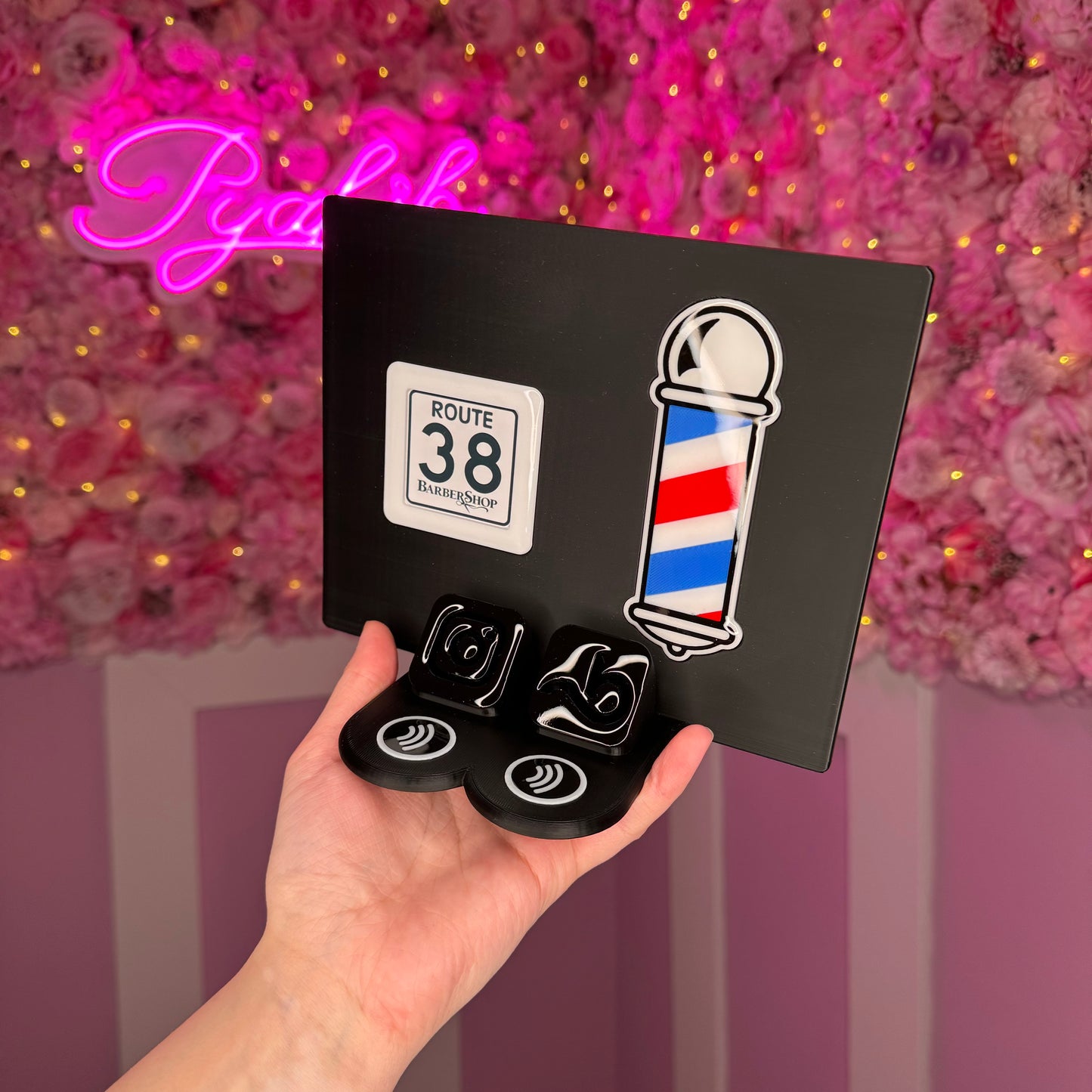 Barber Stand with Logo Instagram Booksy FREE US Delivery