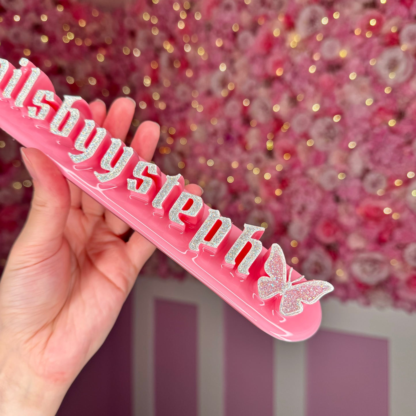 Pink nameplate with Butterfly #1