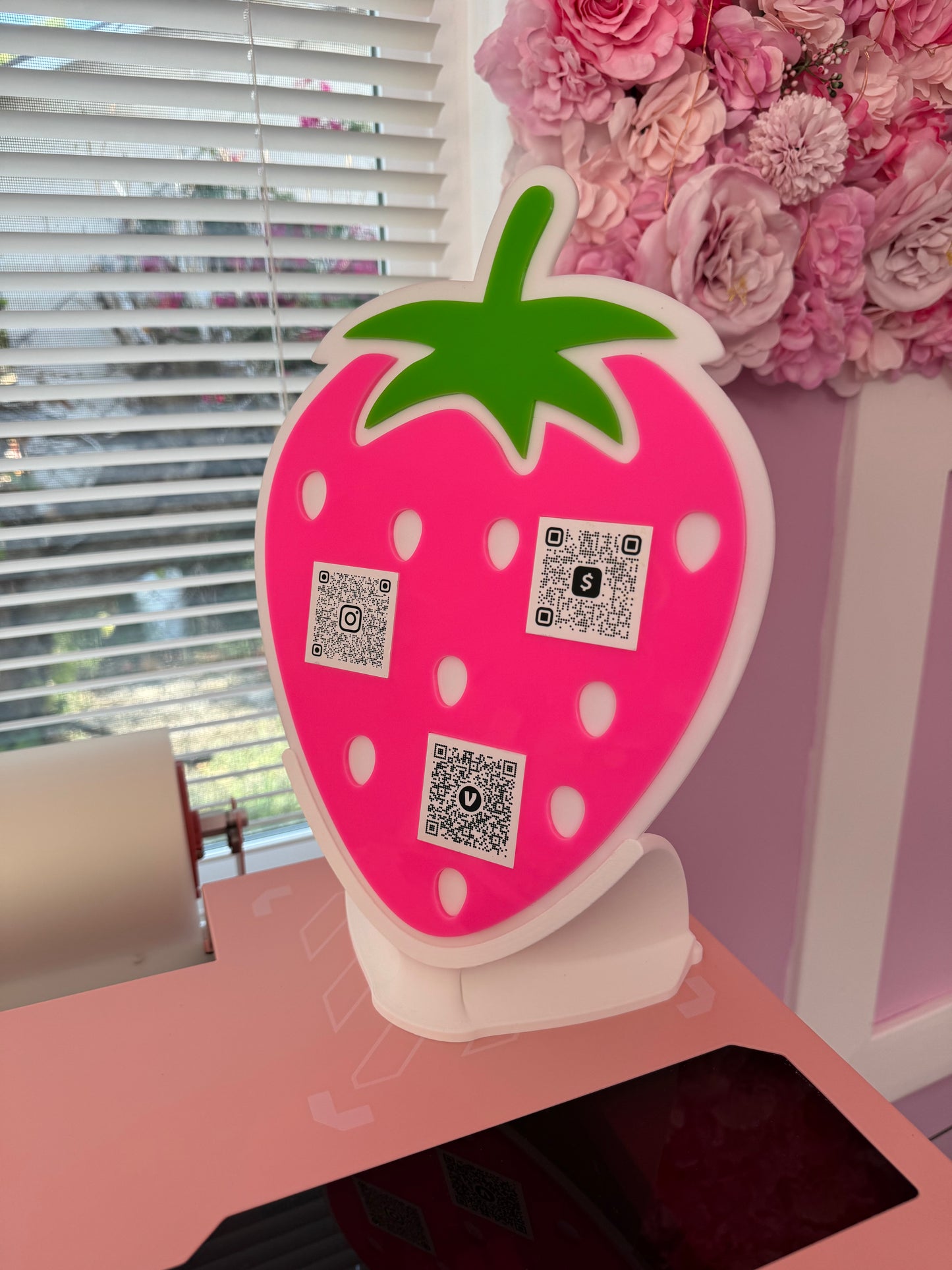 Strawberry 3 QR code acrylic stand FREE US DELIVERY