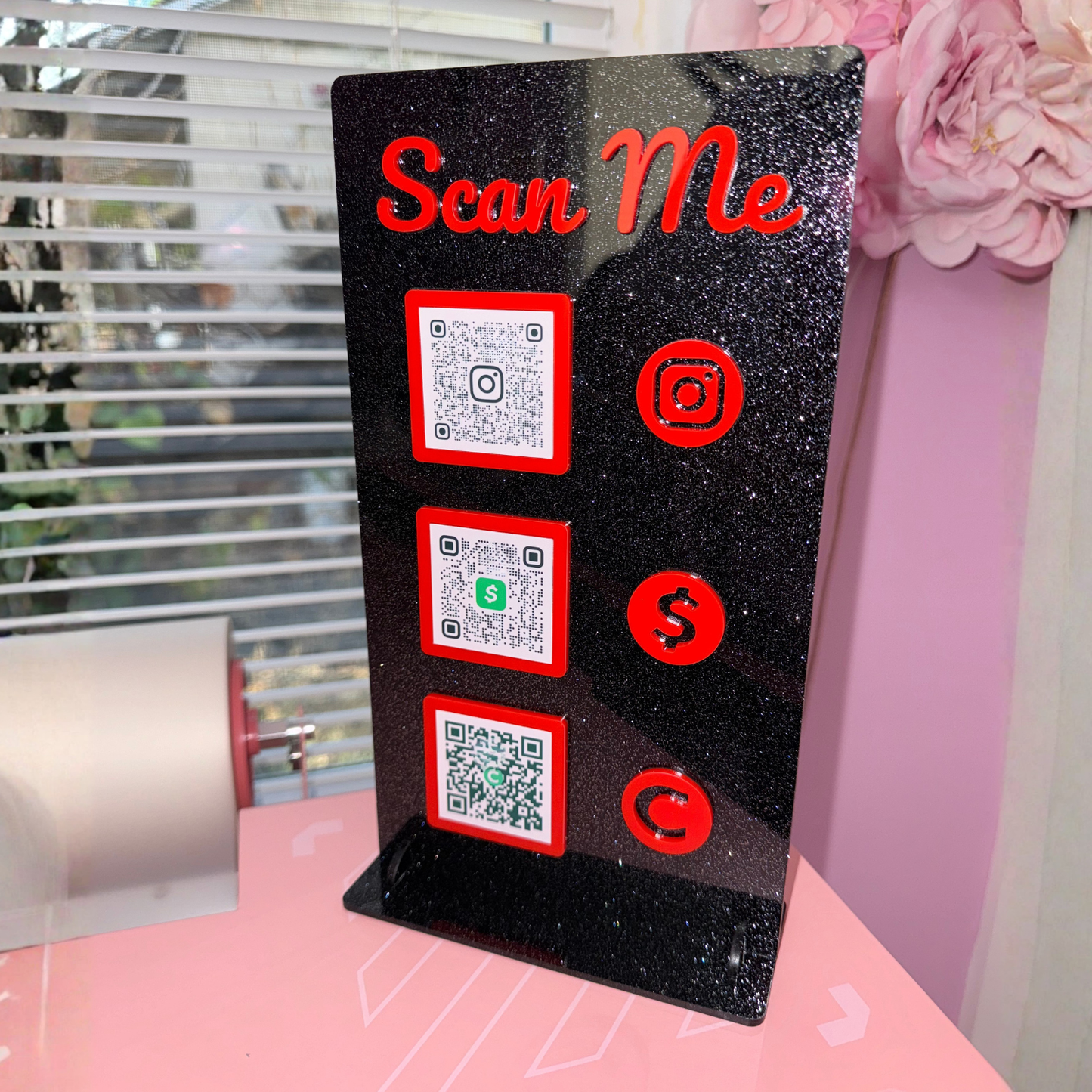 Rectangle 3 QR code acrylic stand FREE US DELIVERY