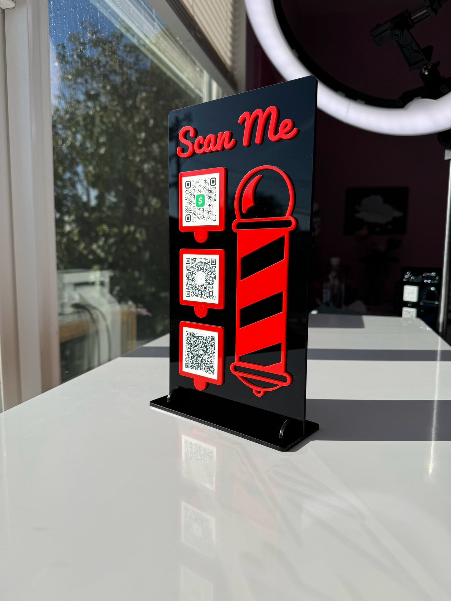 Barber 3 QR code acrylic stand FREE US DELIVERY