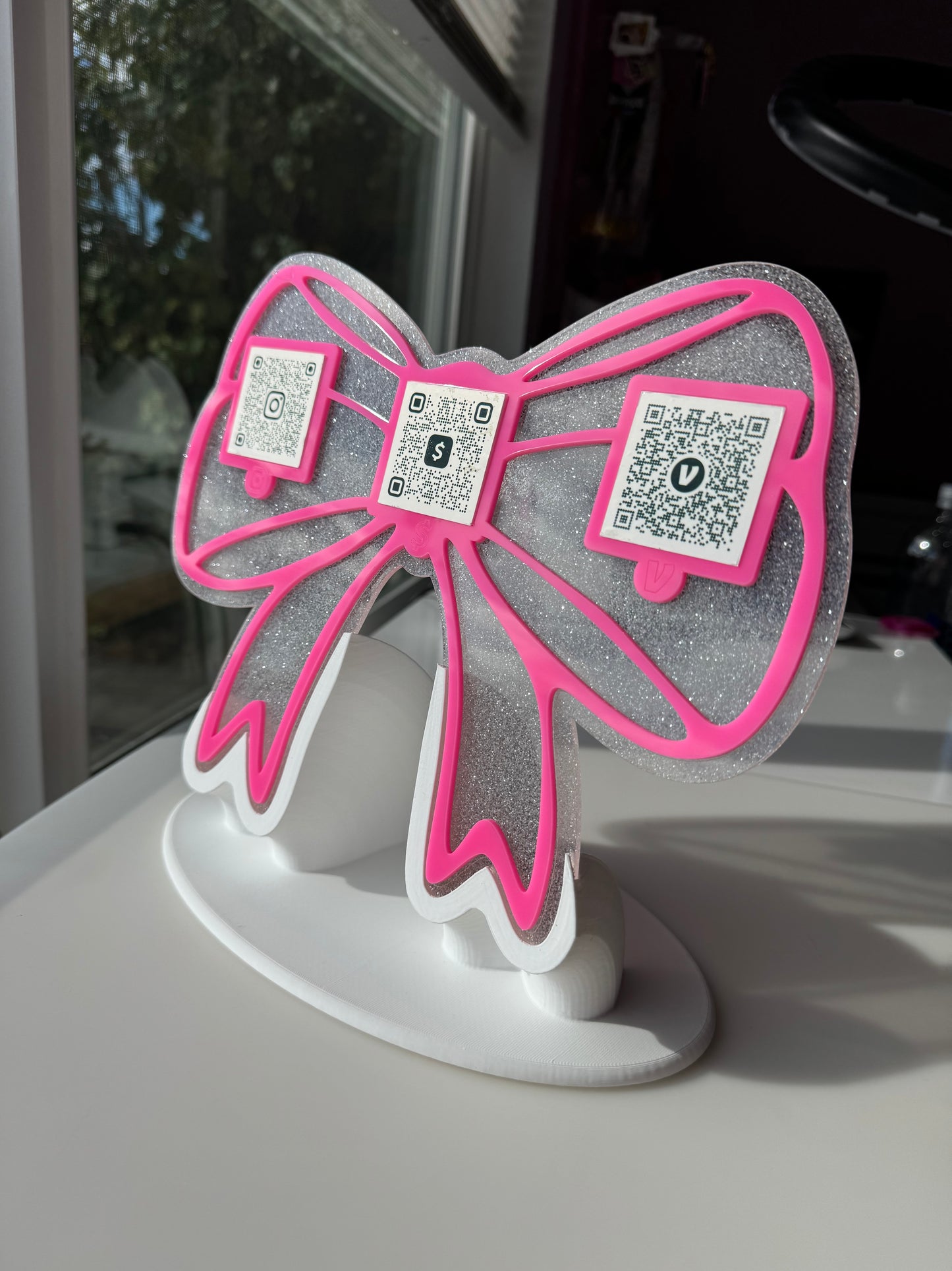 Bow 3 QR code acrylic stand FREE US DELIVERY