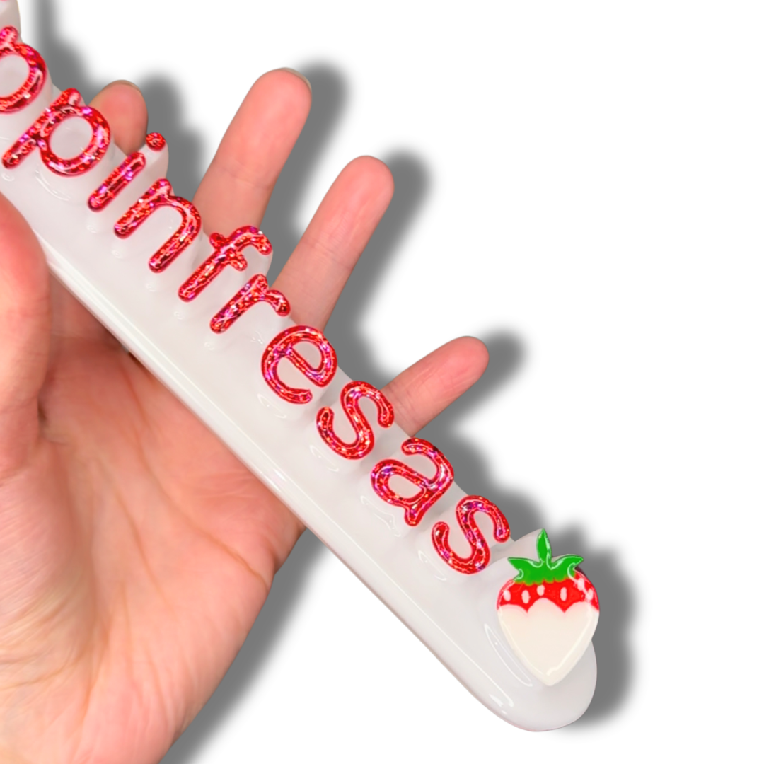 White nameplate with Strawberry #9