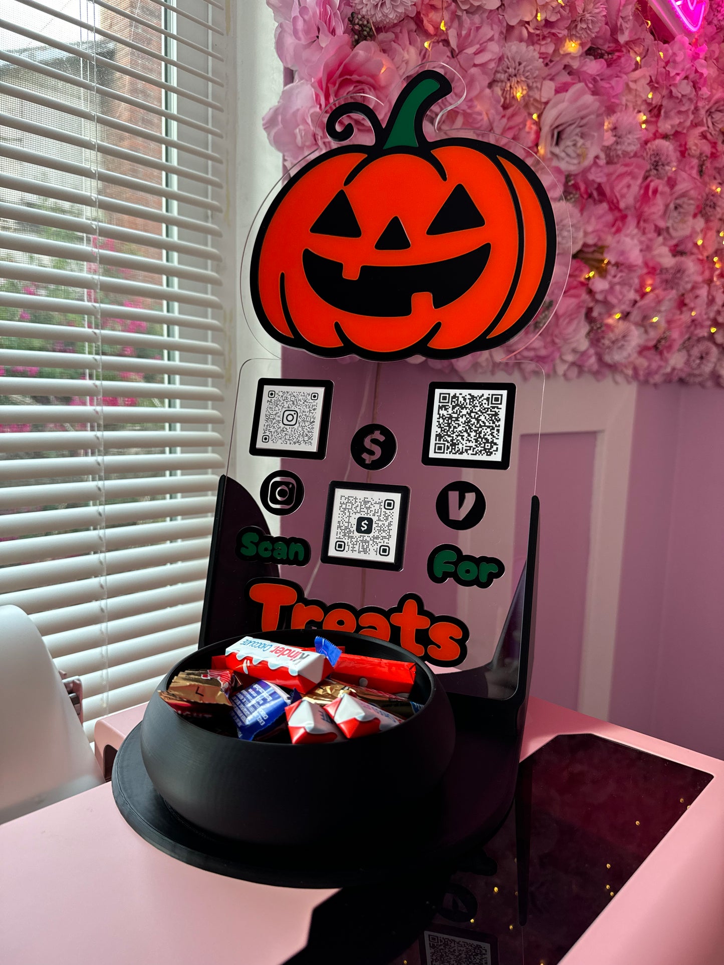 Jack-O-Lantern 3 QR code acrylic stand FREE US DELIVERY