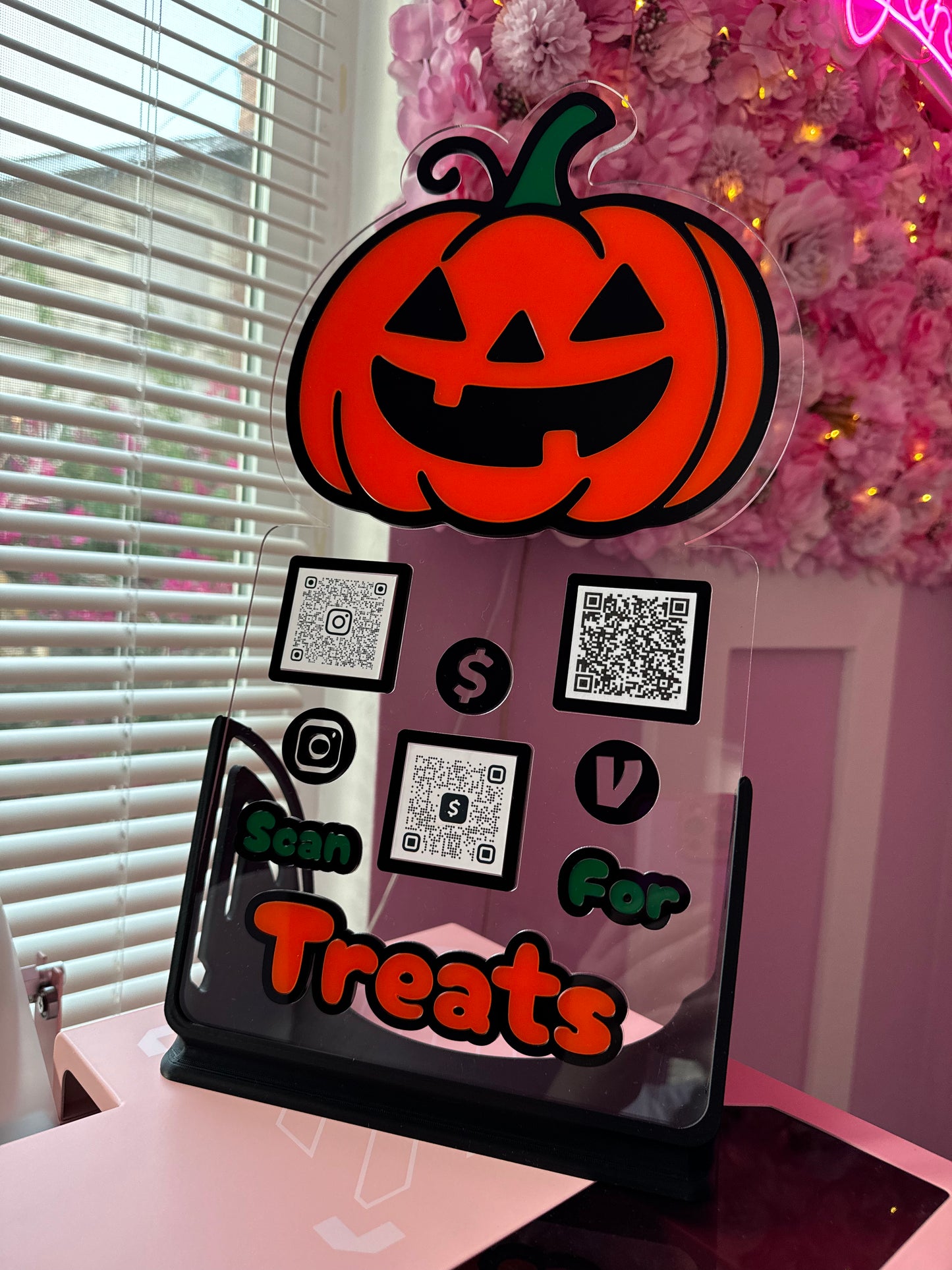 Jack-O-Lantern 3 QR code acrylic stand FREE US DELIVERY