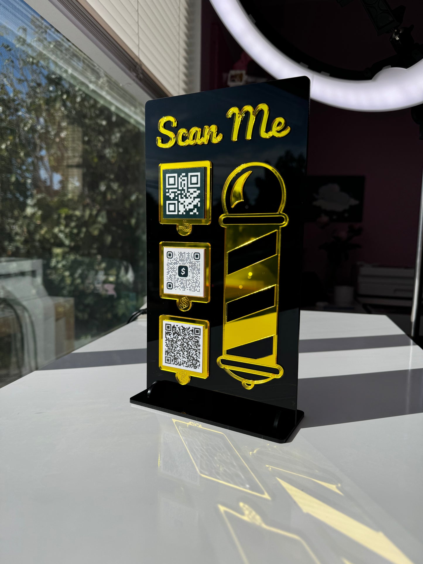 Barber 3 QR code acrylic stand FREE US DELIVERY
