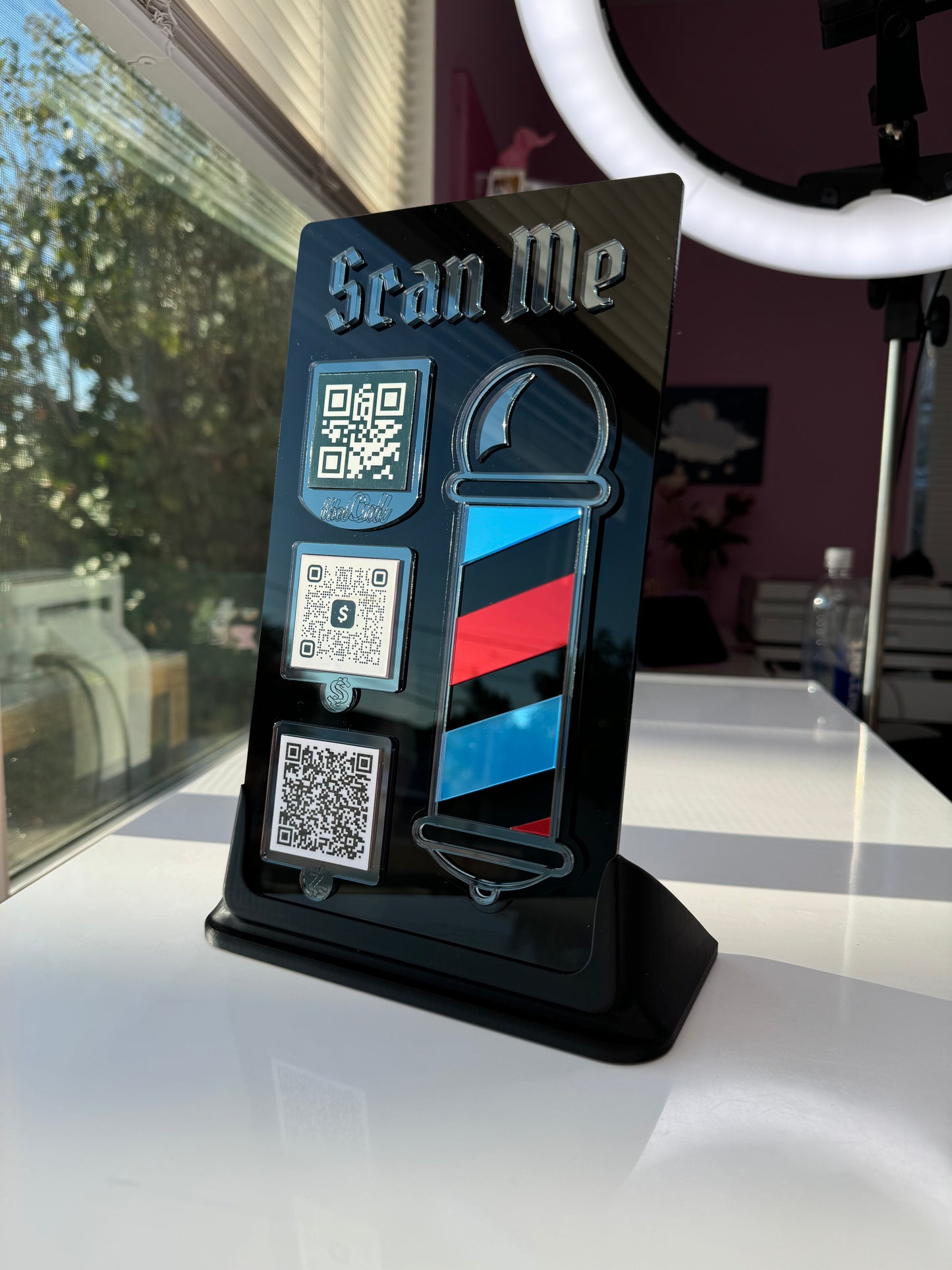 Barber 3 QR code acrylic stand FREE US DELIVERY