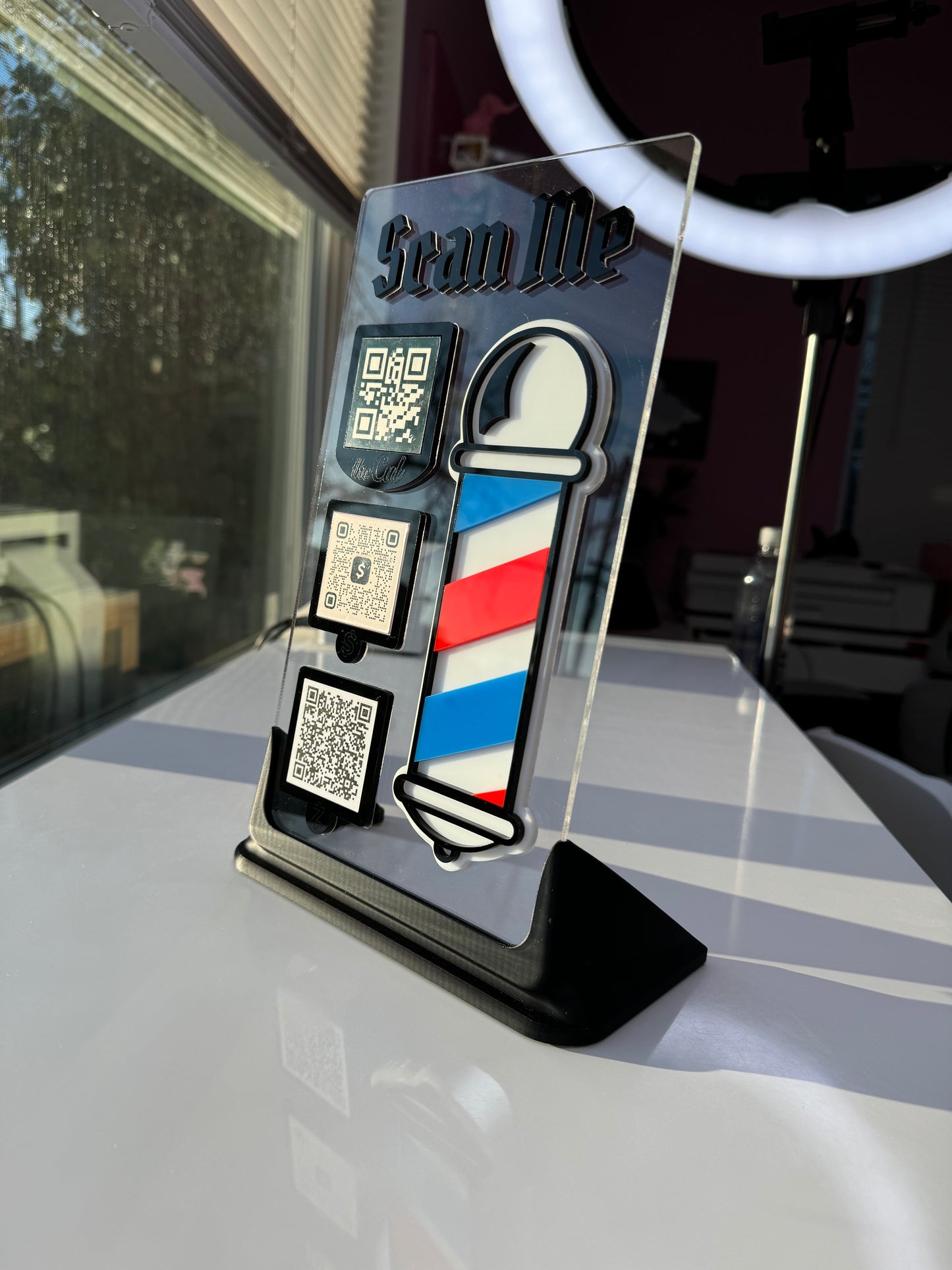 Barber 3 QR code acrylic stand FREE US DELIVERY