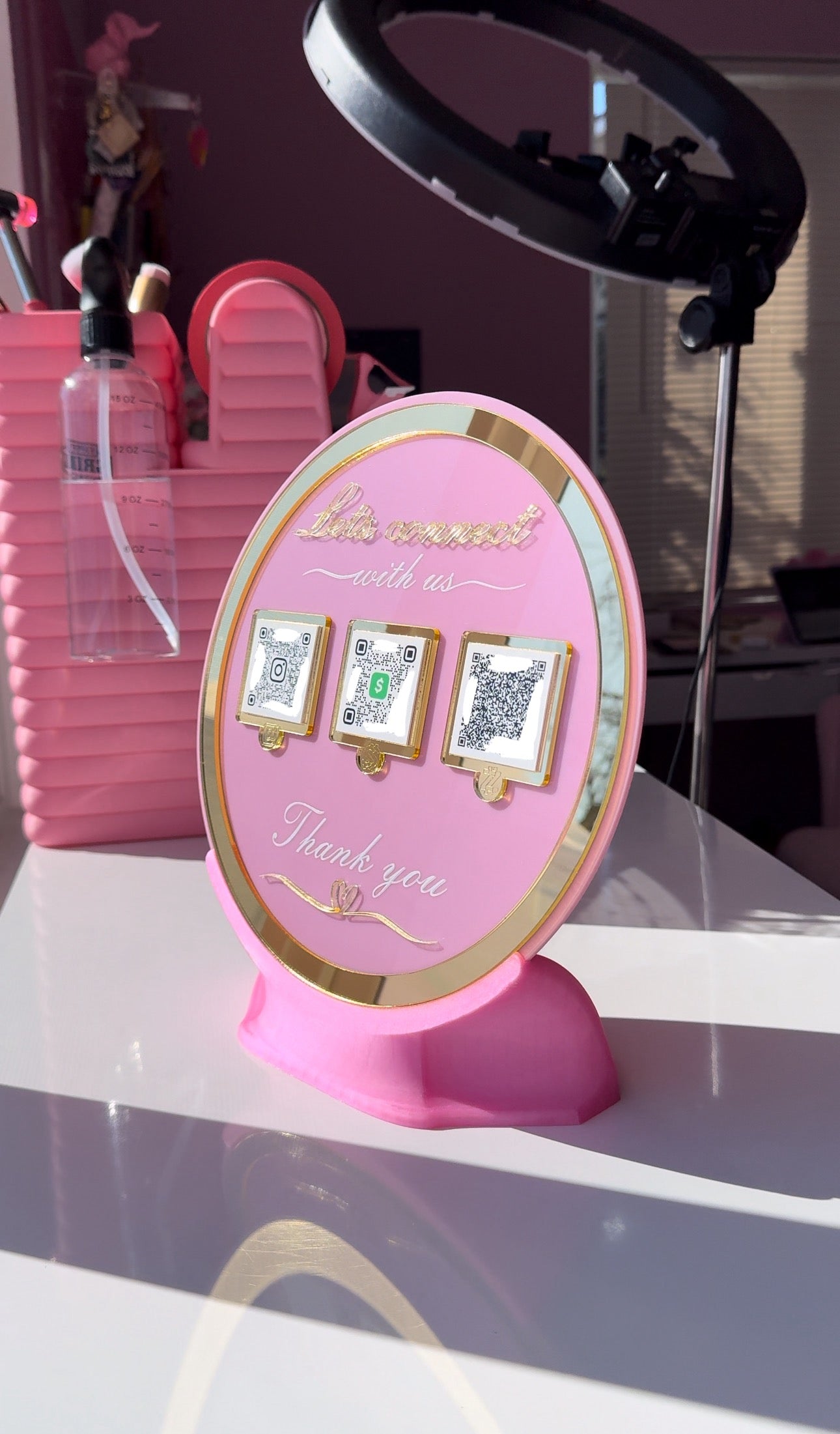 Circle 3 QR code acrylic stand FREE US DELIVERY