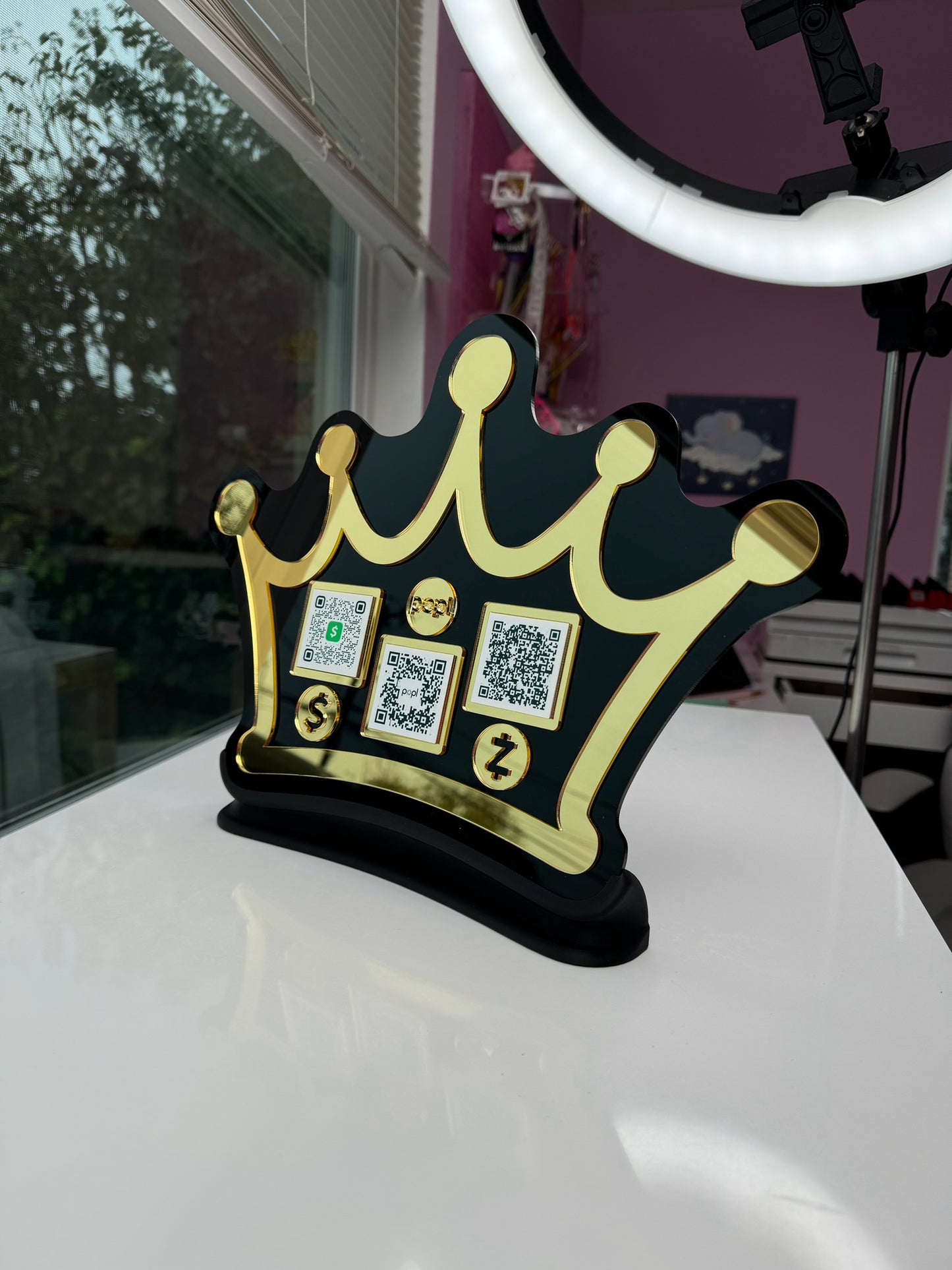 Crown 3 QR code acrylic stand FREE US DELIVERY