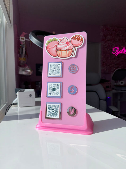 Pink Sweets 3 QR code acrylic stand FREE US DELIVERY