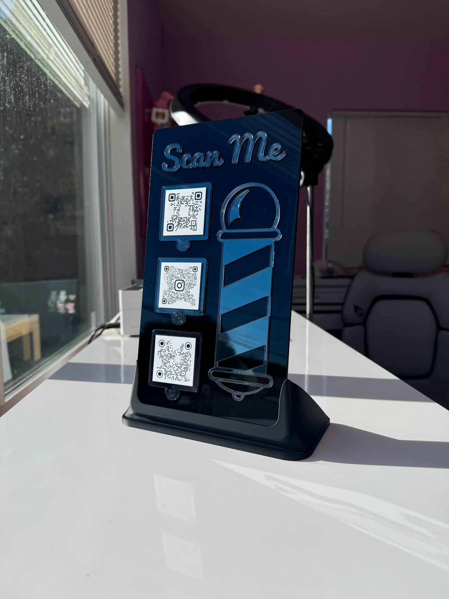 Barber 3 QR code acrylic stand FREE US DELIVERY