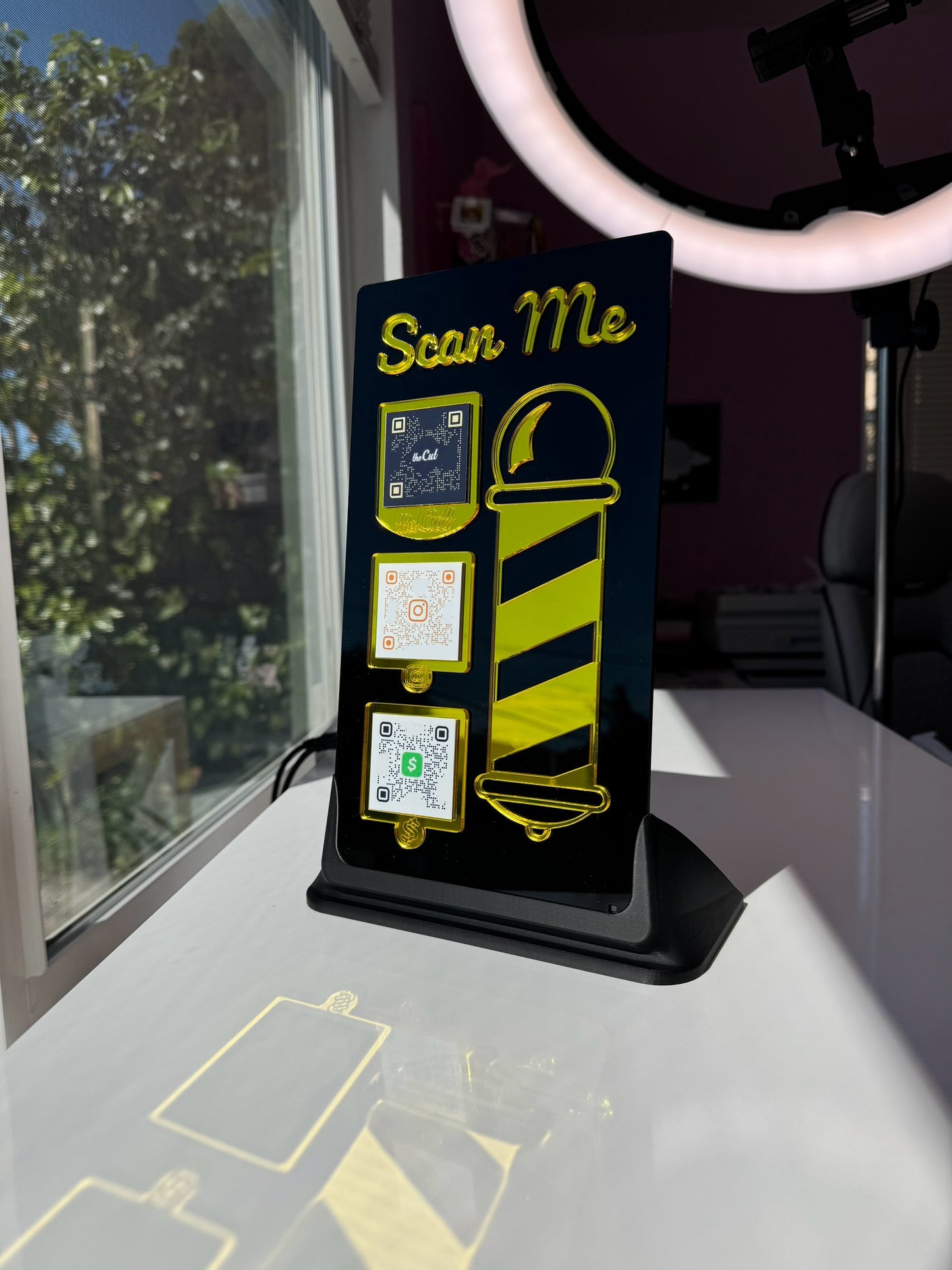 Barber 3 QR code acrylic stand FREE US DELIVERY