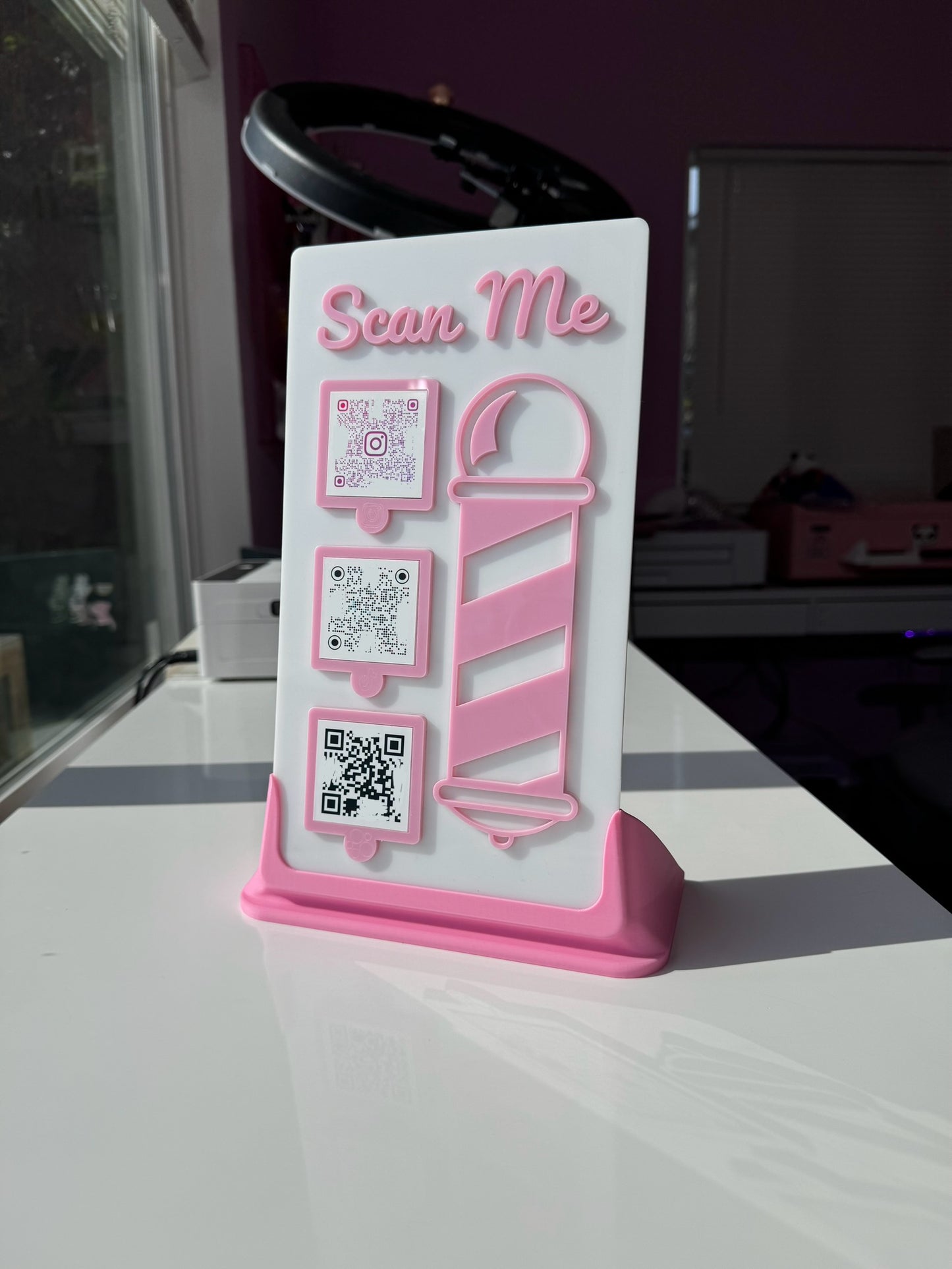 Barber 3 QR code acrylic stand FREE US DELIVERY