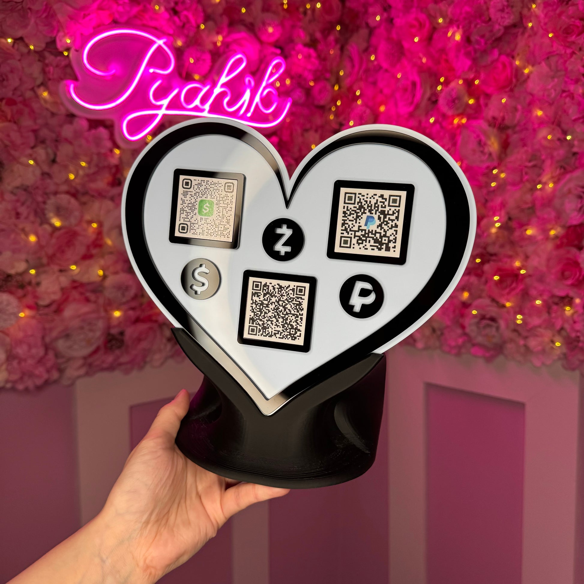 3 QR code acrylic Heart stand FREE US DELIVERY