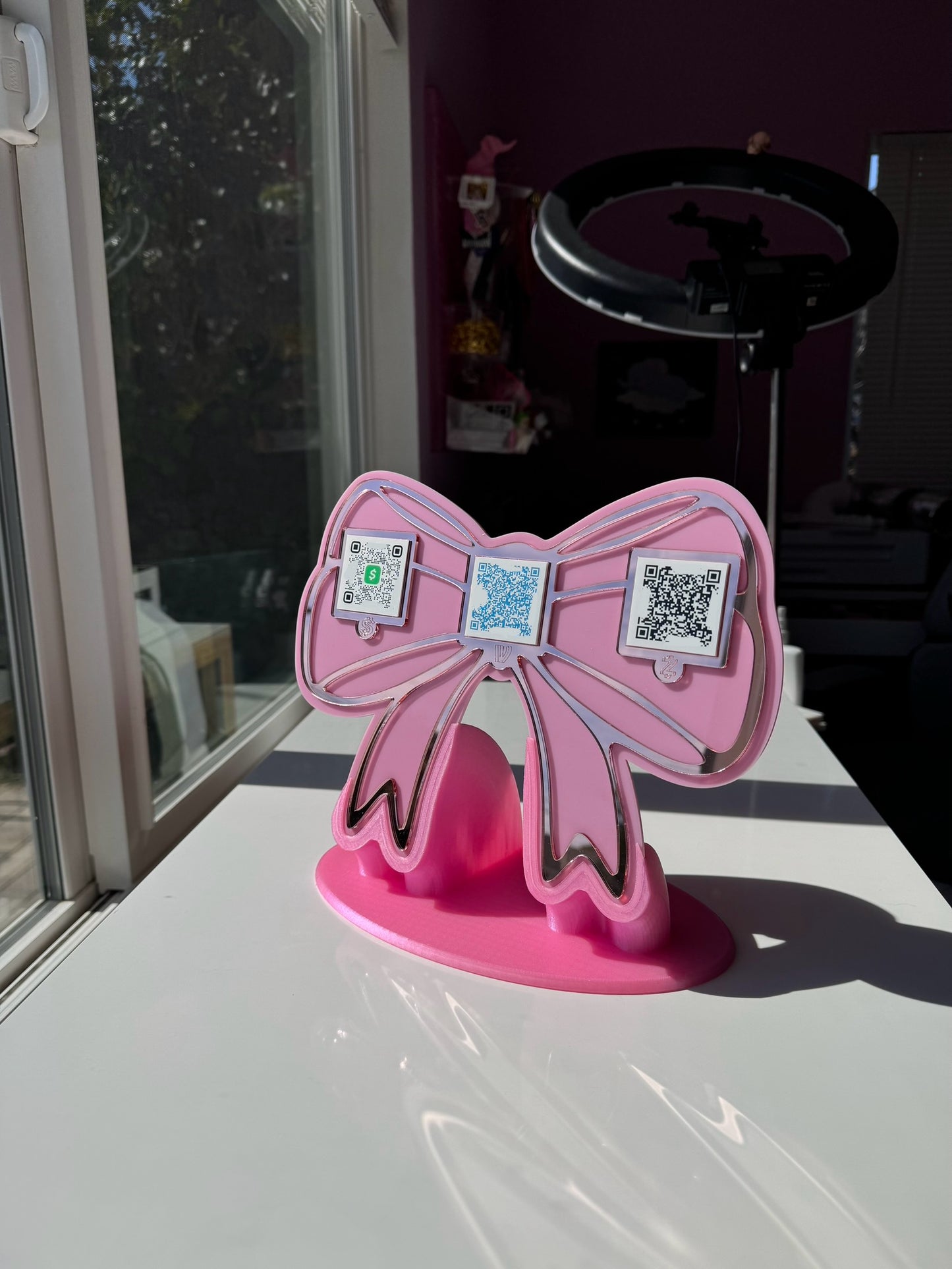 Bow 3 QR code acrylic stand FREE US DELIVERY