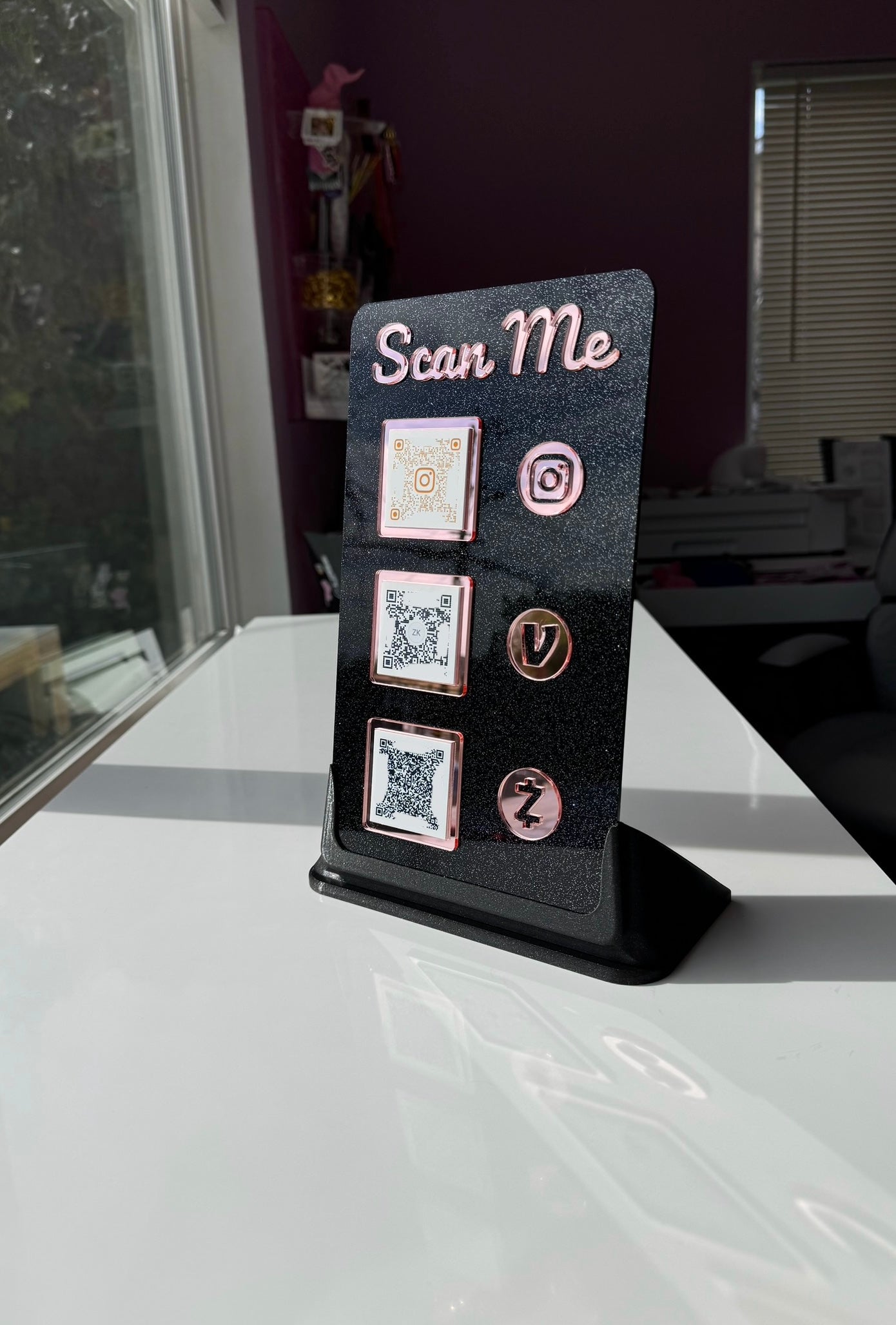 Rectangle 3 QR code acrylic stand FREE US DELIVERY