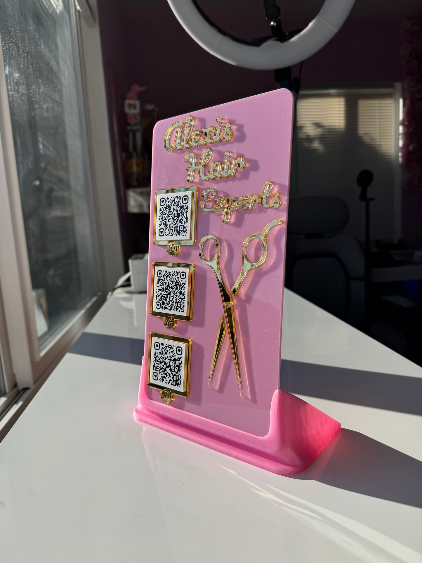 Hairstylist 3 QR code With USERNAME acrylic stand FREE US DELIVERY