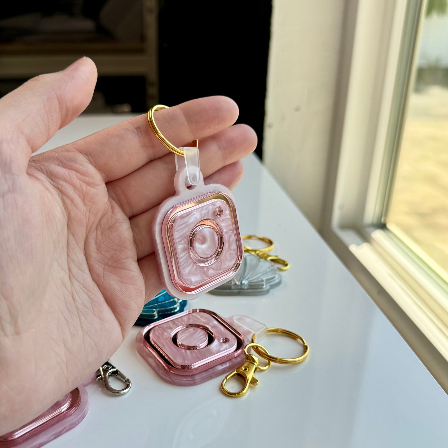 NFC Acrylic Instagram Logo KeyChain Free US Delivery