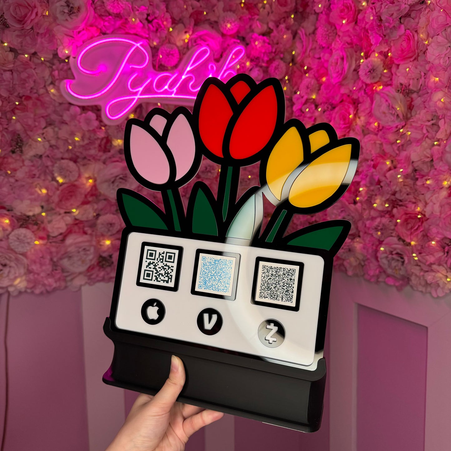 Bouquet Tulips 3 QR code acrylic stand FREE US DELIVERY