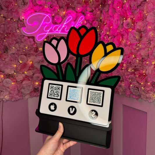 Bouquet Tulips 3 QR code acrylic stand FREE US DELIVERY