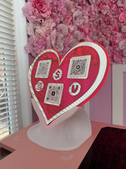 3 QR code acrylic Heart stand FREE US DELIVERY