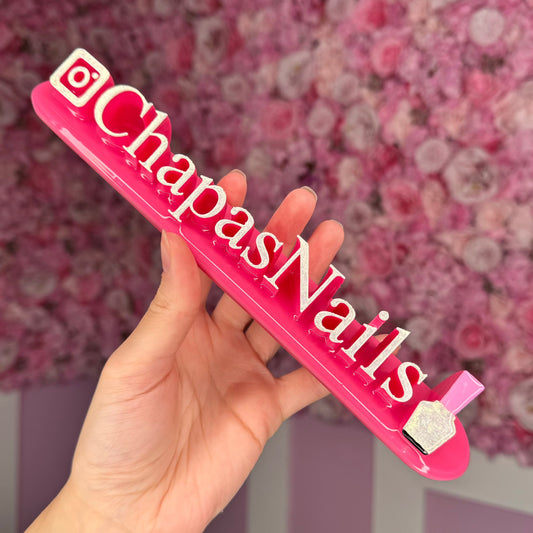 Hot pink nameplate with Nail bottle #56