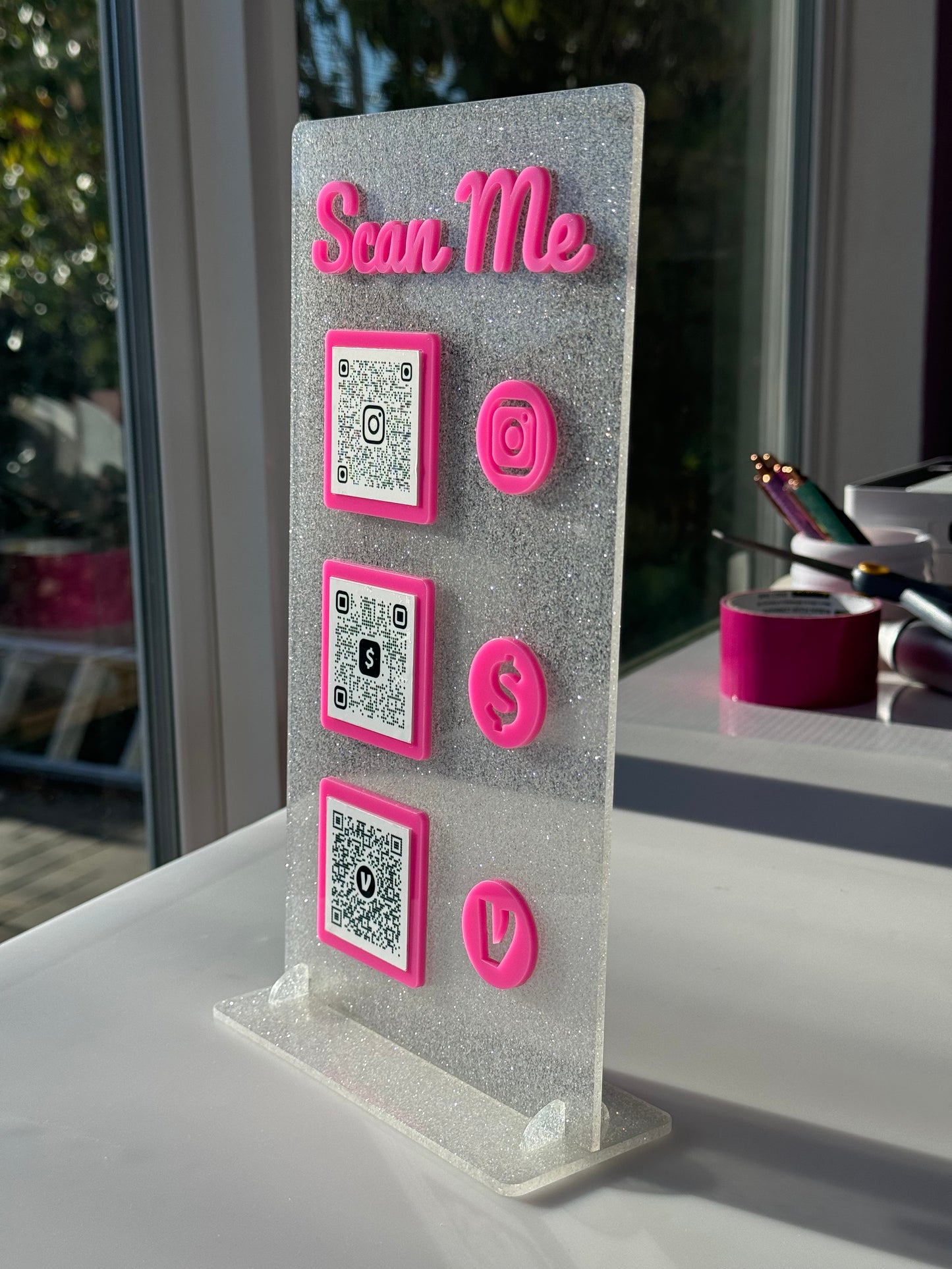 Rectangle 3 QR code acrylic stand FREE US DELIVERY