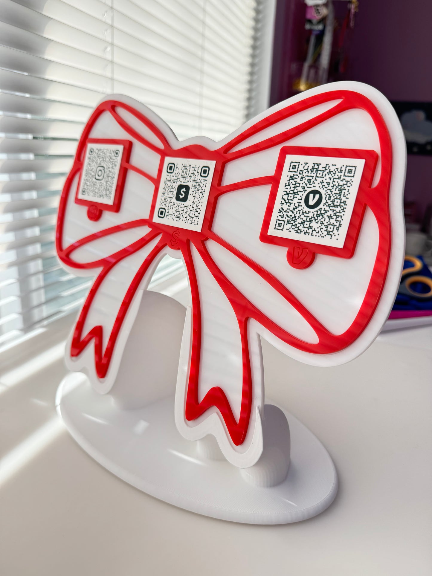 Bow 3 QR code acrylic stand FREE US DELIVERY