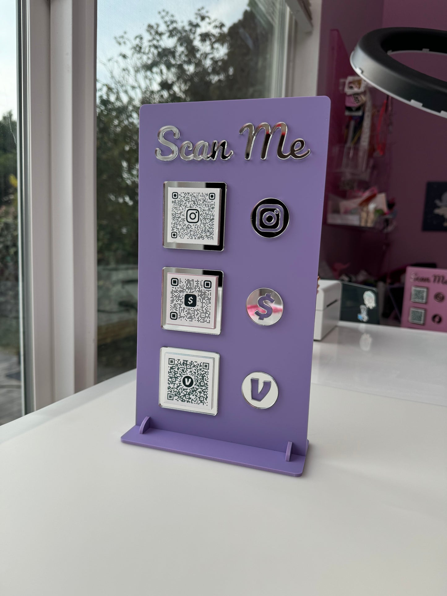 Rectangle 3 QR code acrylic stand FREE US DELIVERY