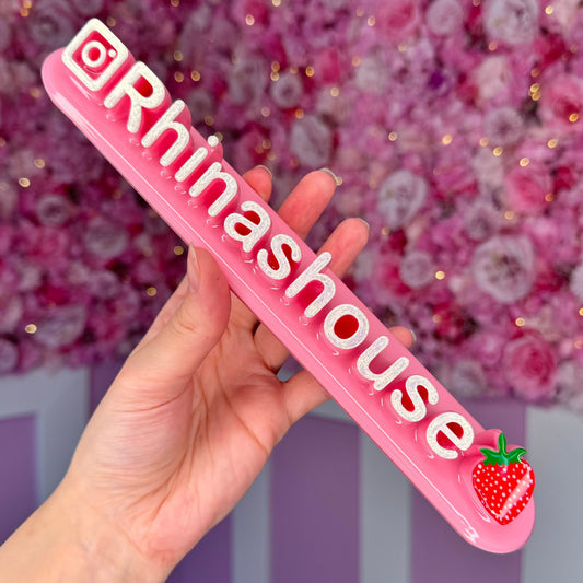 Pink nameplate with Strawberry #17