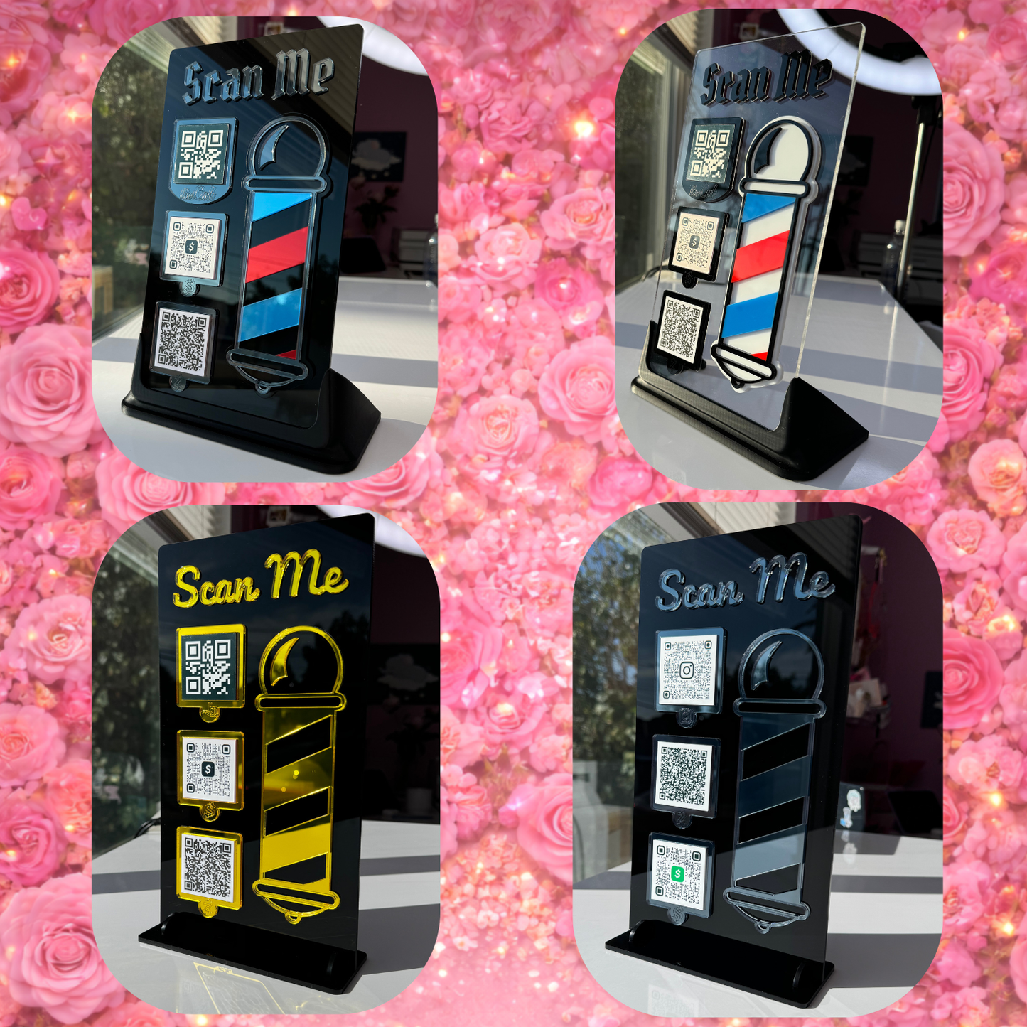 Barber 3 QR code acrylic stand FREE US DELIVERY
