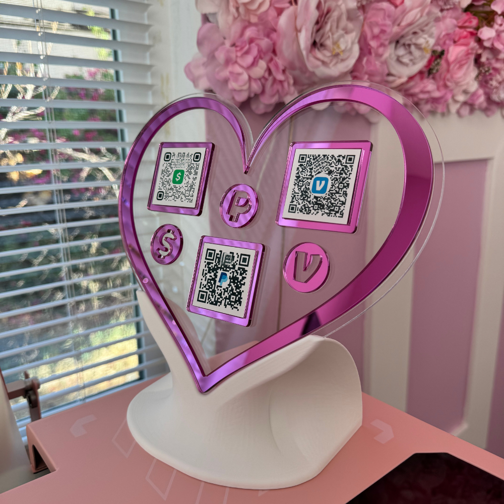 3 QR code acrylic Heart stand FREE US DELIVERY