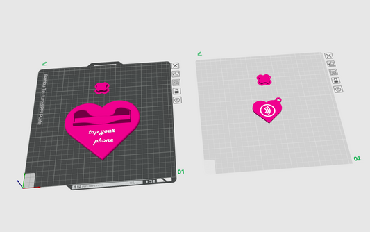 Heart NFC Business card holder + NFC Keychain STL